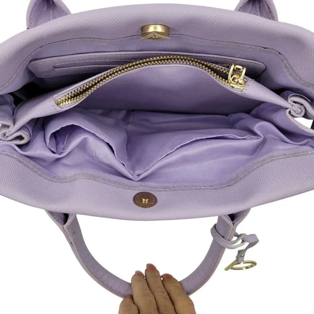 Bebe Womens Vegan Evie Satchel Bag Lilac Pastel Purple Faux‎ Leather Top Handle